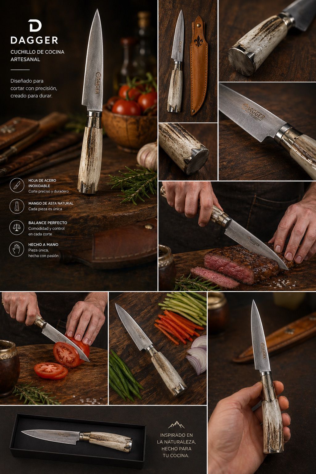 Cuchillo Artesanal Dije de Alpaca 14 cm