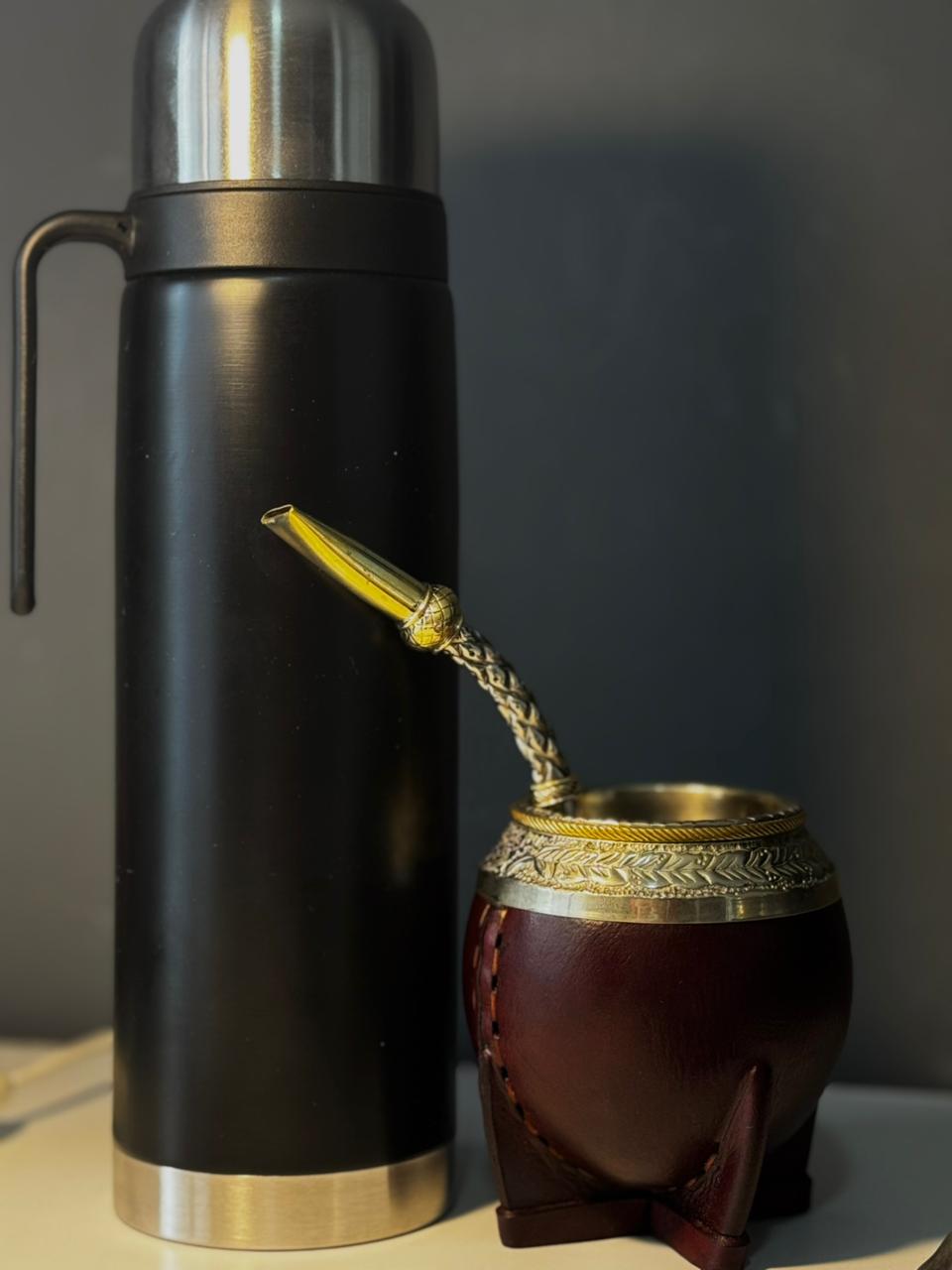 Combo Mateador Completo | Torpedo Cincelado + Bombillón de Alpaca + Termo Media Manija