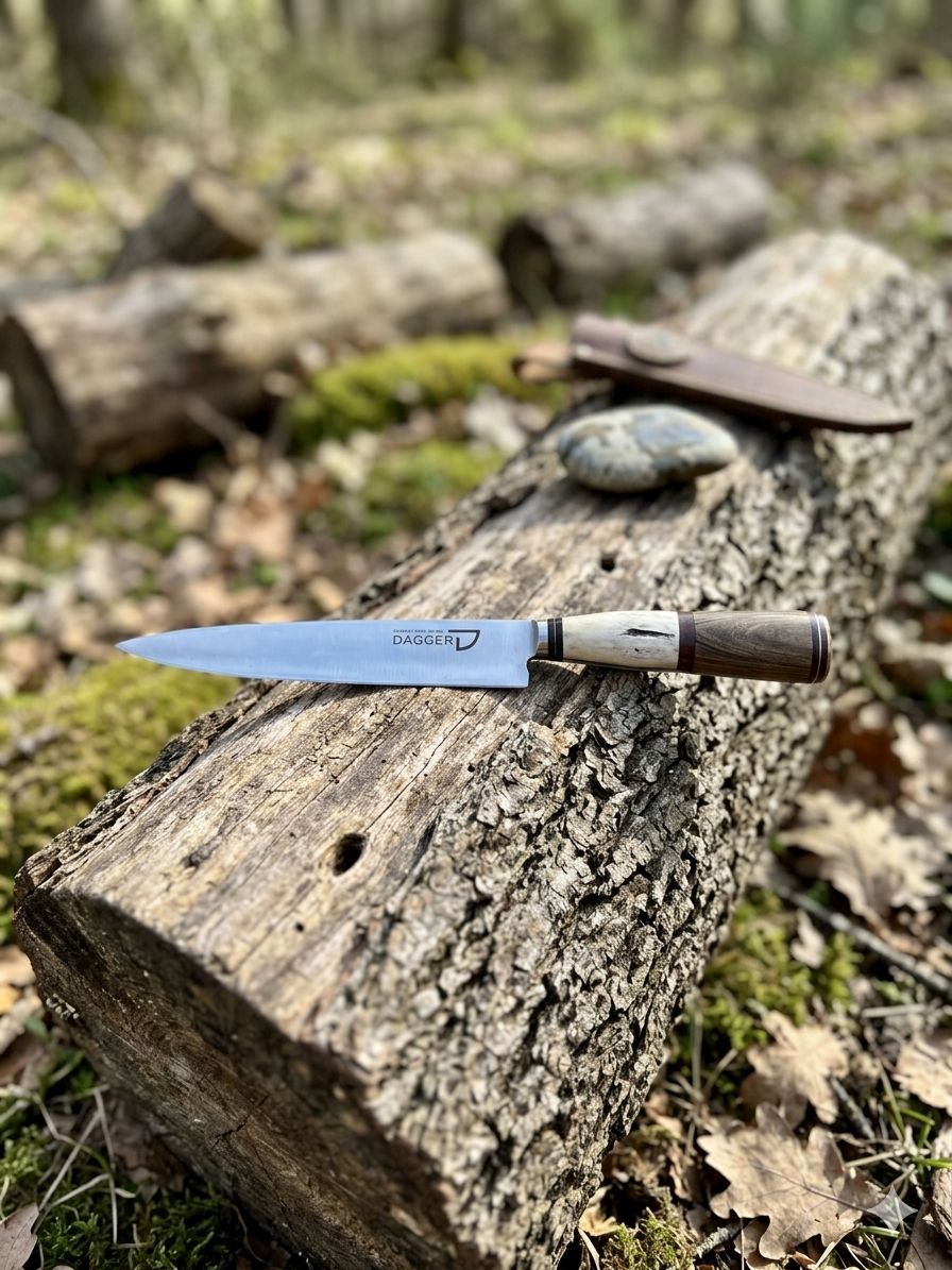 Cuchillo Artesanal Cabo Ciervo y Madera 20 cm