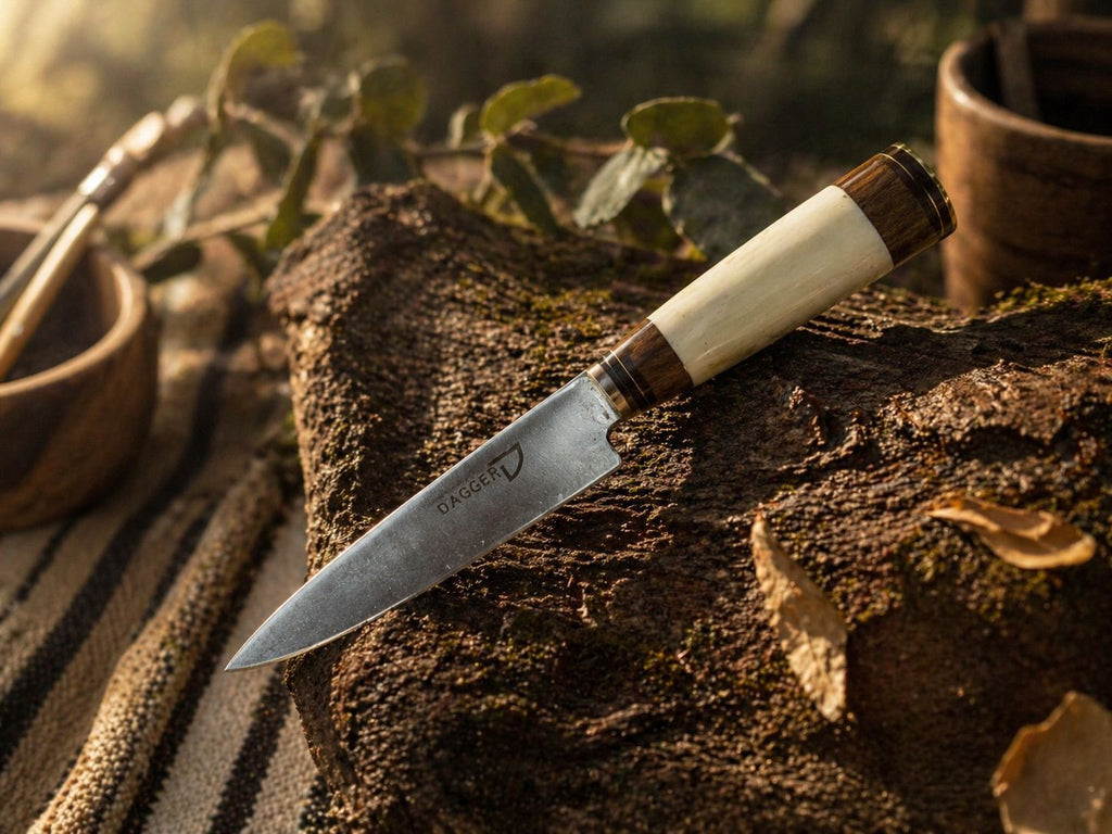 Cuchillo Artesanal Cabo Hueso y Madera 14 cm