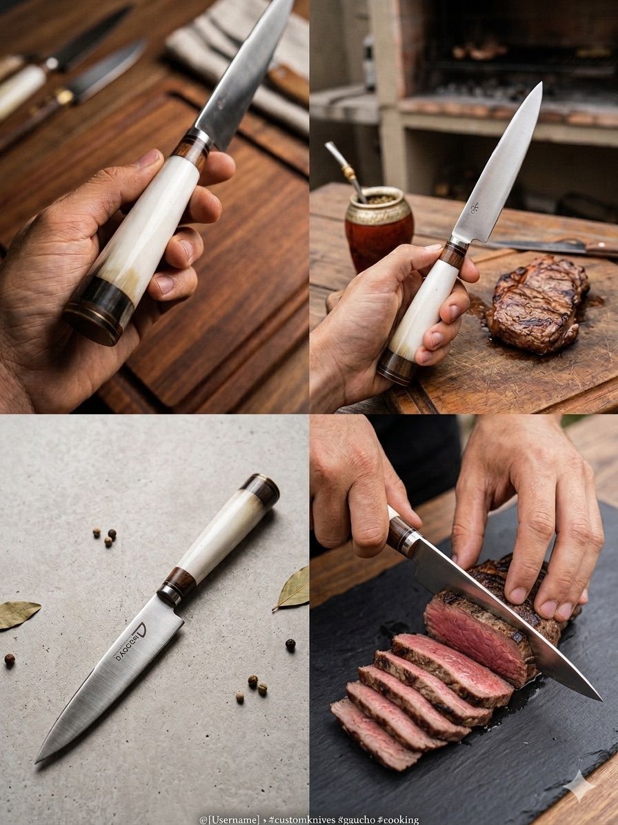 Cuchillo Artesanal Cabo Hueso y Madera 14 cm