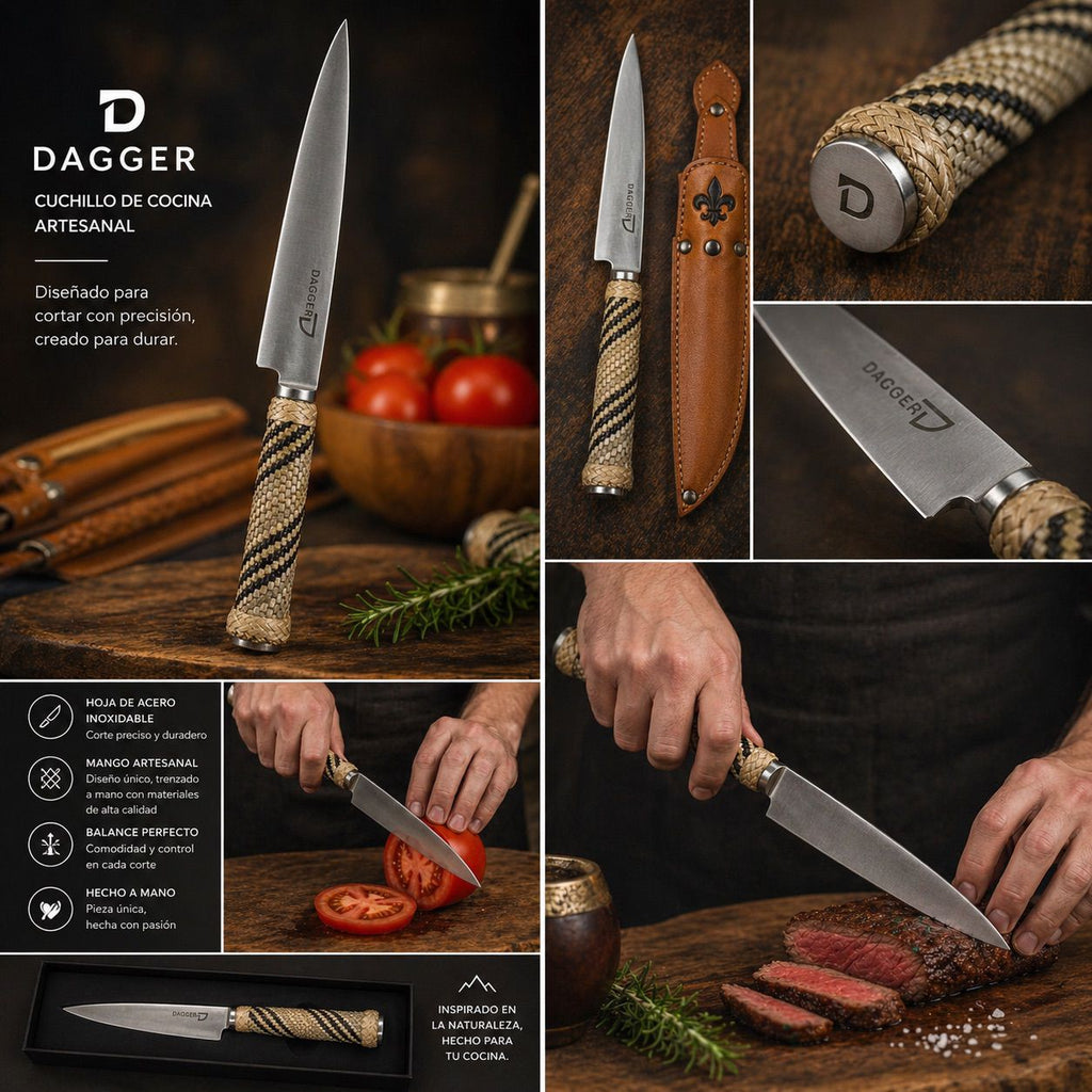 Cuchillo Artesanal Trenzado en Tiento 14 cm